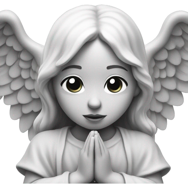 classic monochrome angel`s face praying  emoji