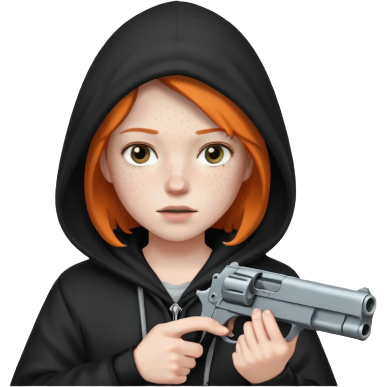 Una persona encapuchada con una pistola emoji