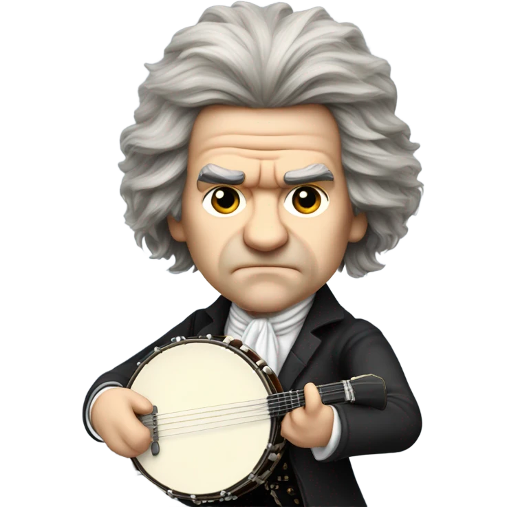 Ludwig Beethoven chibi wig standing old angry 5-string banjo emoji