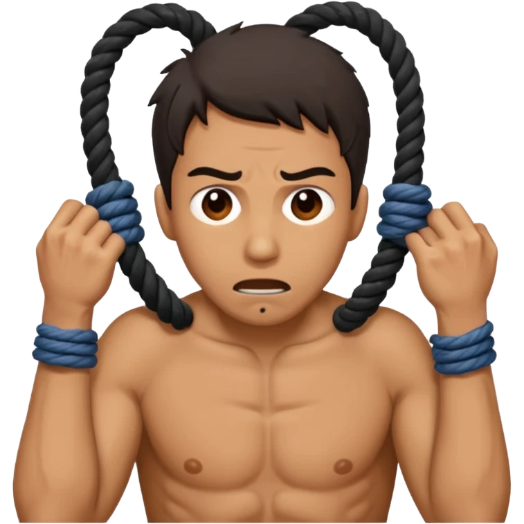 A guy strangling himself tight with a rope emoji