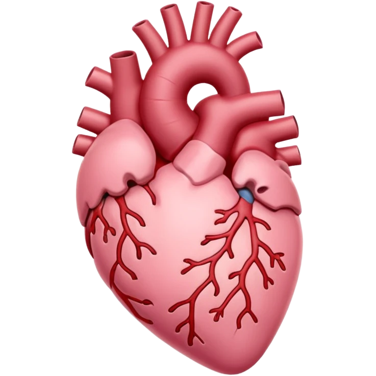 Anatomical heart, soft pink color from reference, light, iOS emoji style emoji