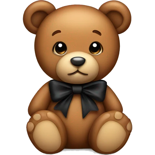 Cute brown teddy bear with black bow emoji