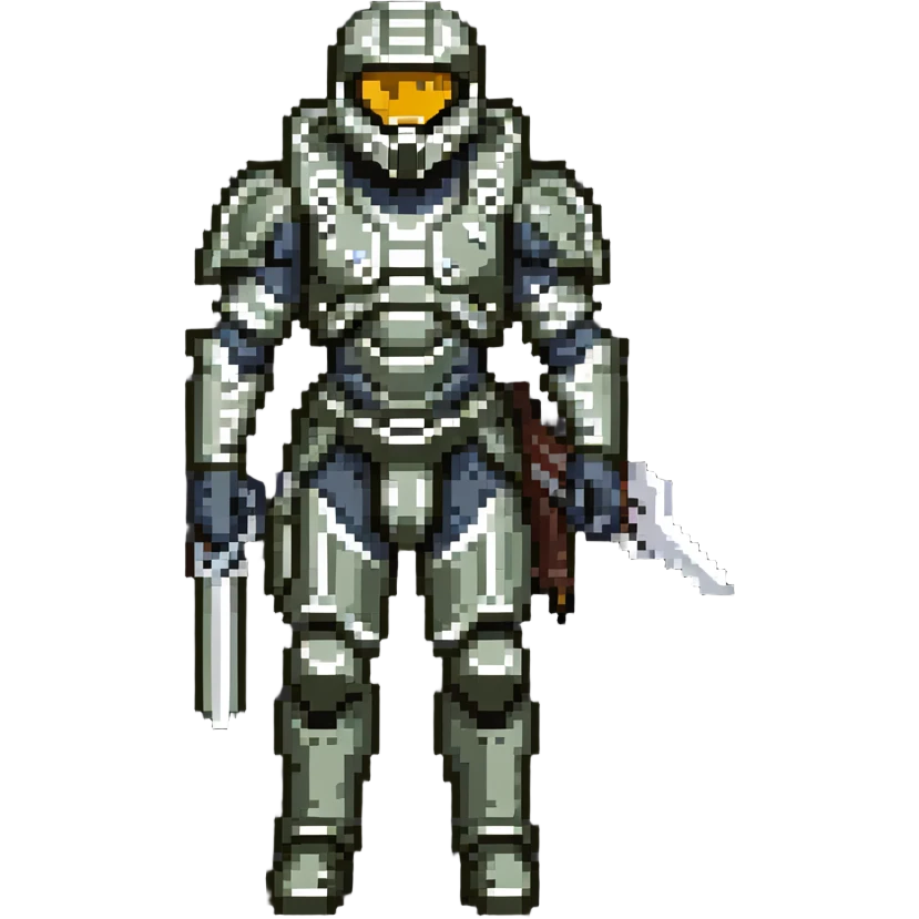 male Halo Spartan nomad with battle-worn armor and scavenged equipment emoji