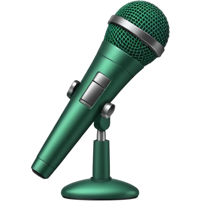 dark green microphone on stand, modern minimalist, no emojis or faces emoji