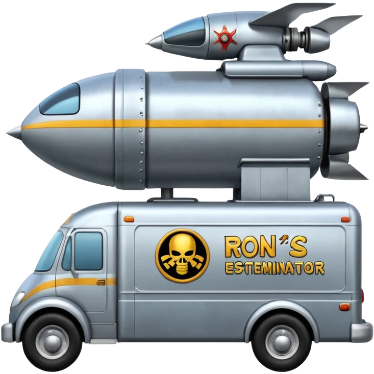 Heroic SuperBug Ron’s exterminator superminator antique jet powered tall robot moving van (motto: Bombing creepy bugs is fun) emoji