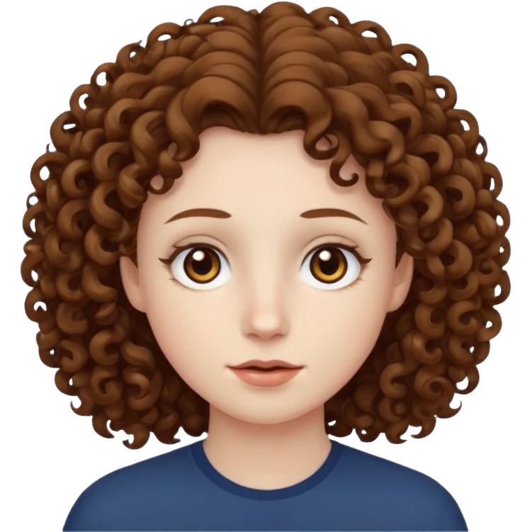 Pale skin, curly hair, brown eyes emoji
