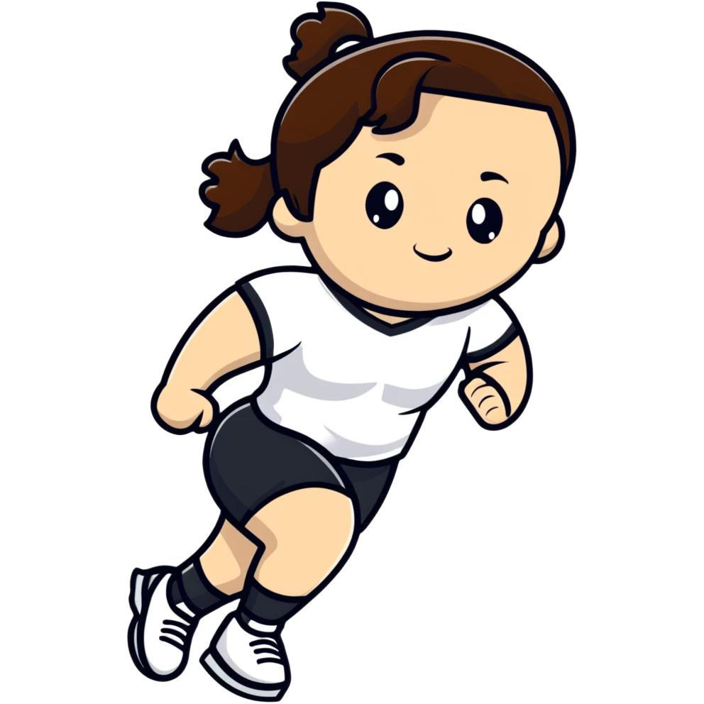 athlete with white skin and curvy brown hair emoji