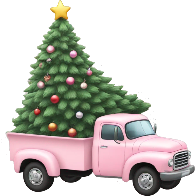 Pastel Pink truck with Christmas tree emoji