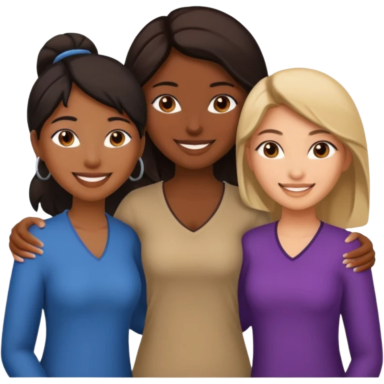 a group of 3 women, one is black, one is asian, one is indian emoji