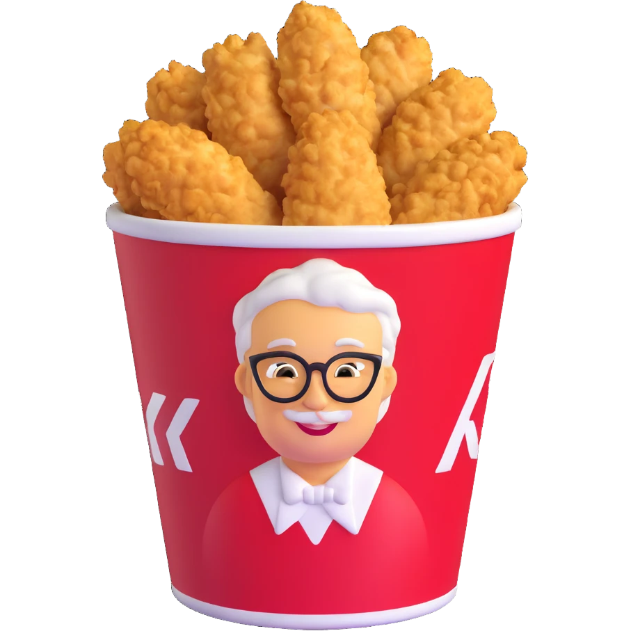 KFC bucket of fried chicken with a smiling face on the bucket emoji