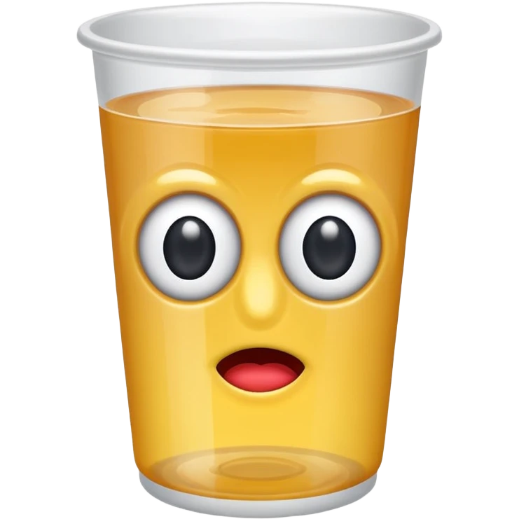 drink in a platic cup, the cup has eyes and mouth emoji