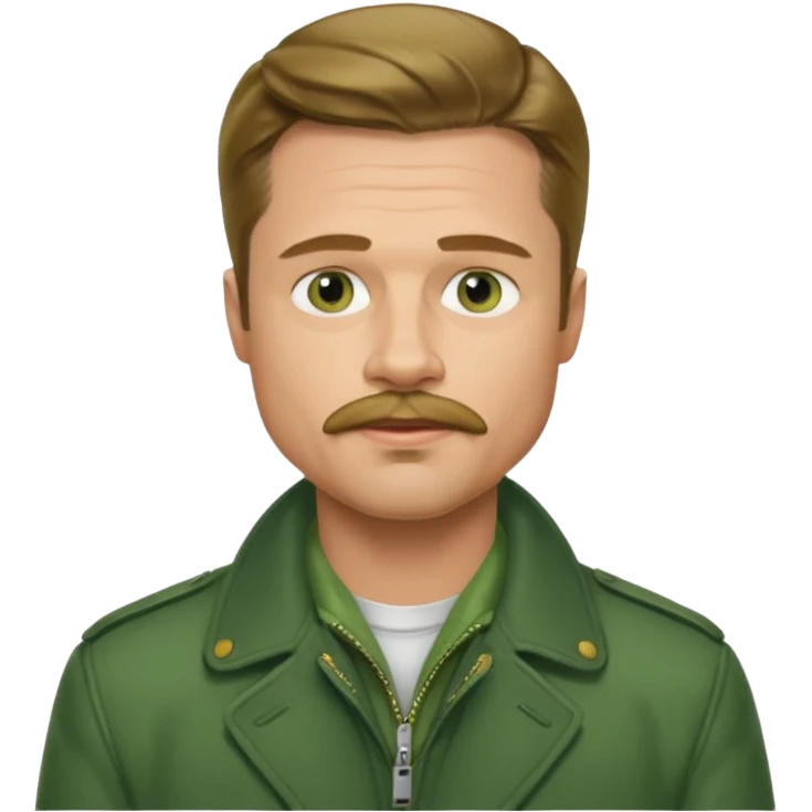 brad pitt with stache, wear green jacket emoji