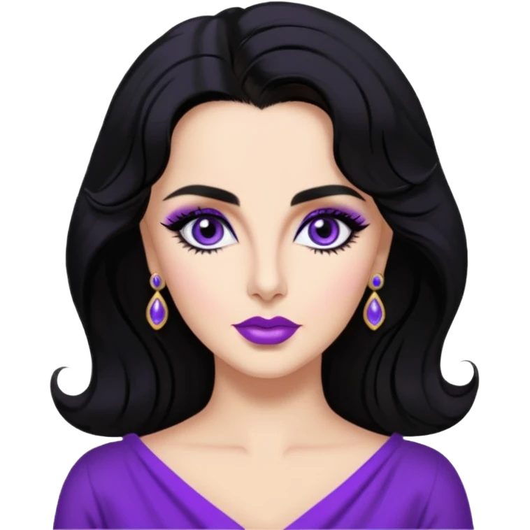 Elizabeth Taylor with violet eyes, black hair emoji