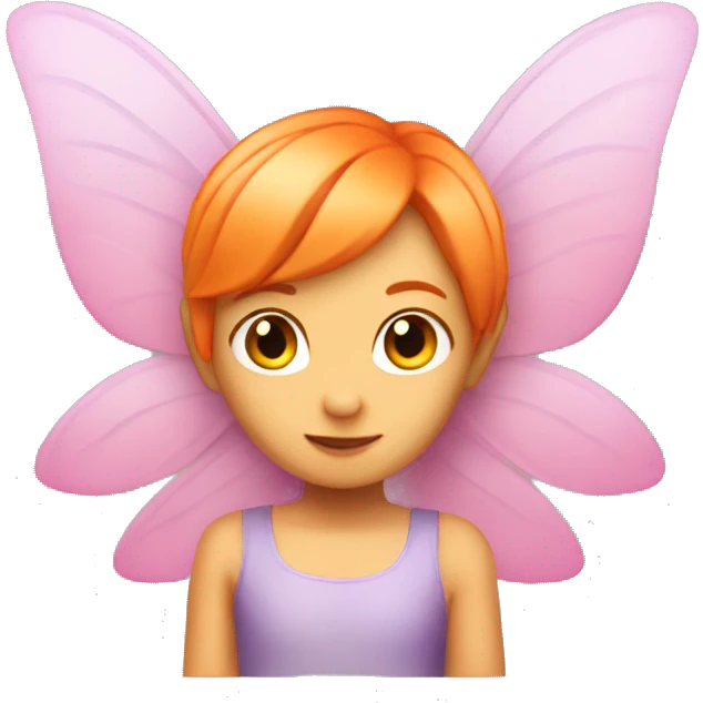 A fairy with orange Short Hair and pink wings  emoji