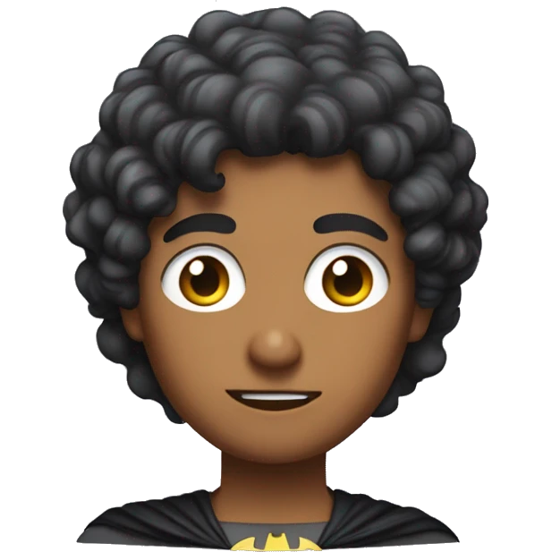 short, curly haired indian pretending to be batman emoji