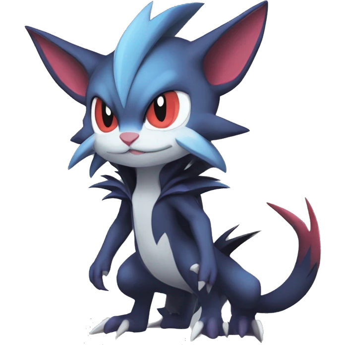 Edgy Cool Chibi Sneasel-Noivern-Absol-Pokémon-Fakémon-fusion-cat Full Body emoji