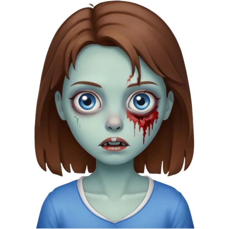 girl zombie brown hair and blue eyes emoji