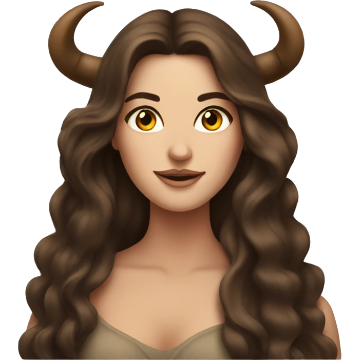 Brunette goddess with Long brown hair and horns  emoji