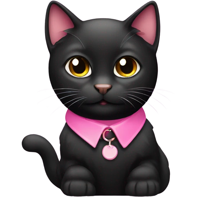 Cute black cat with pink collar emoji