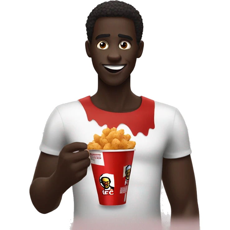 Darkskin man eating kfc emoji