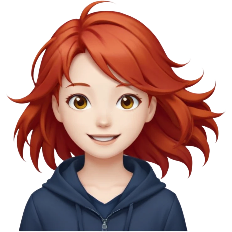 cute anime girl with red blowing hair emoji