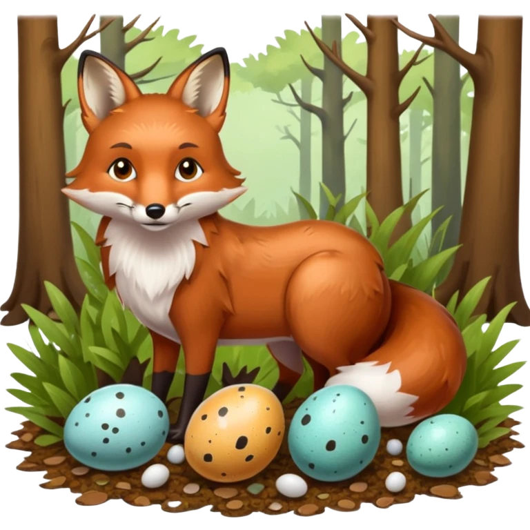 Fox and two eggs emoji