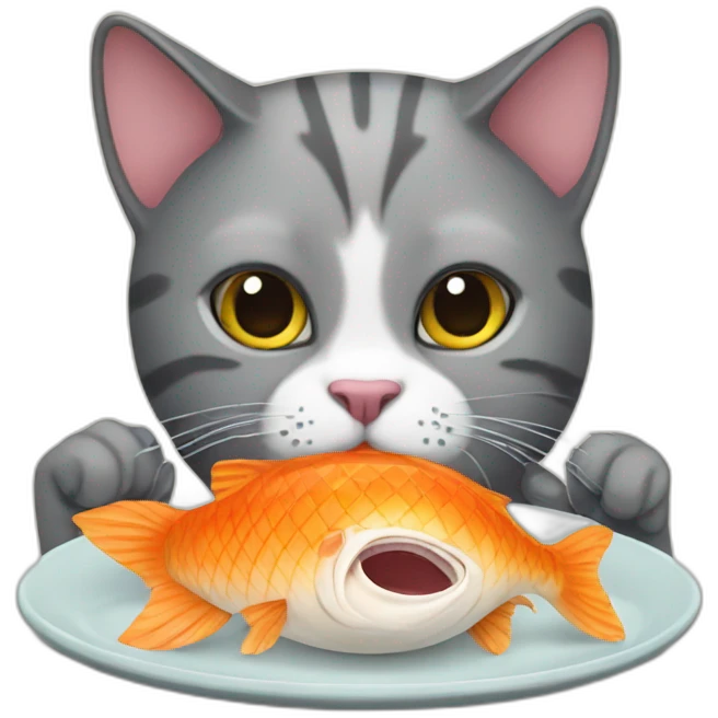 cat eating fish emoji