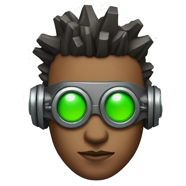 Male cyborg with red Mohawk and green steampunk goggles emoji