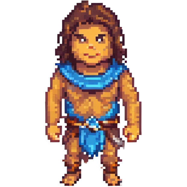 modern man in a caveman costume, blocky, retro look emoji