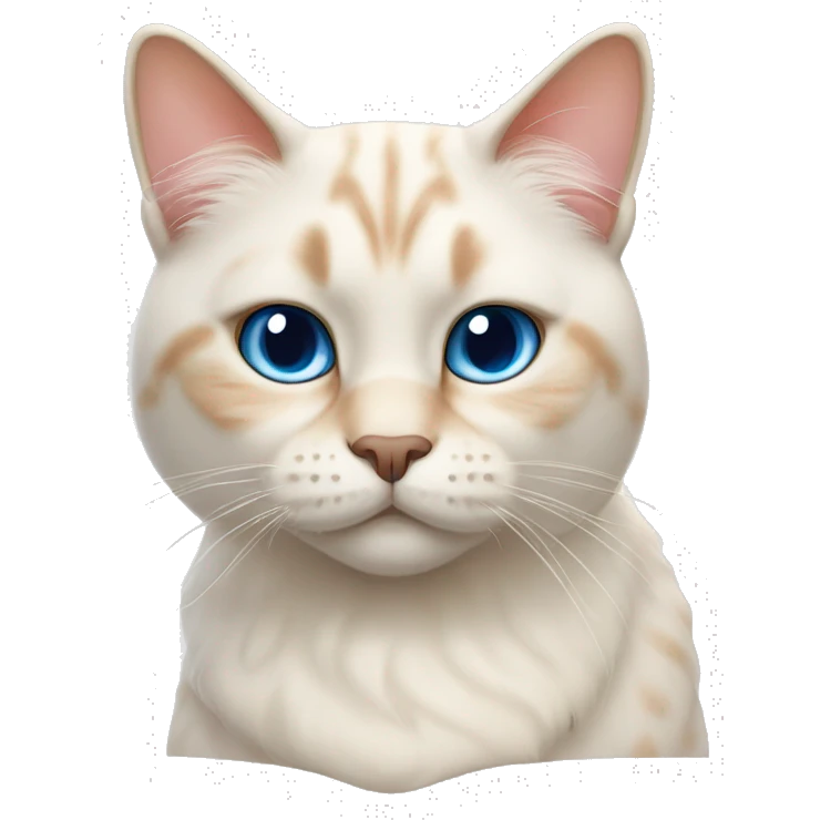 flame-point fur scottish cat with folded ears and blue eyes emoji