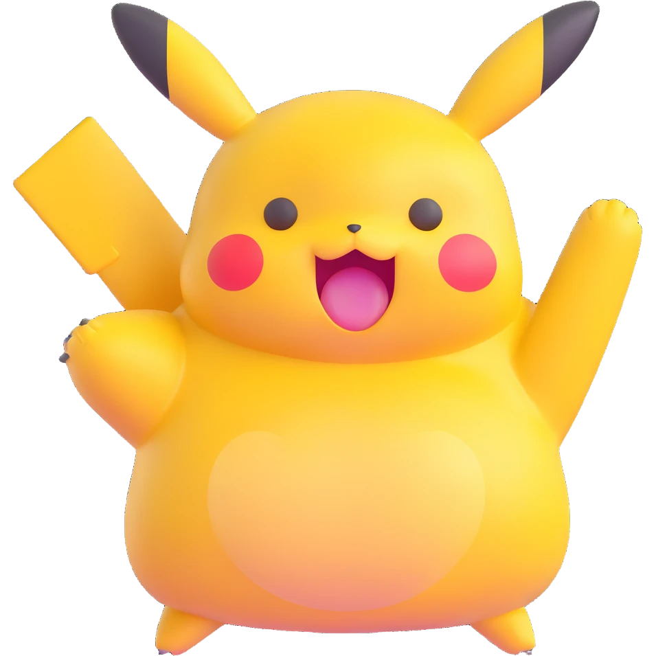 round chubby Pikachu with blemishes emoji