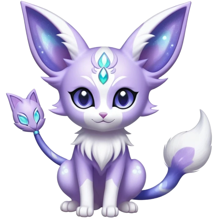 Shiny Exotic Cute Adorable Majestic Ethereal Sparkly Espeon-Meowstic-Hybrid-Creature with pattern-markings emoji