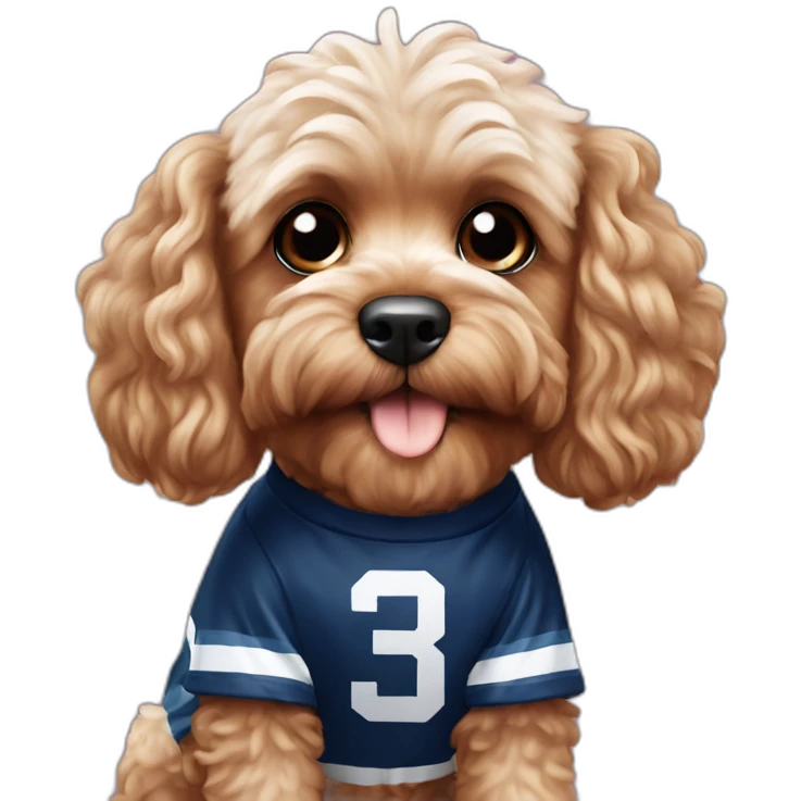 cavoodle dog wearing a geelong jersey emoji