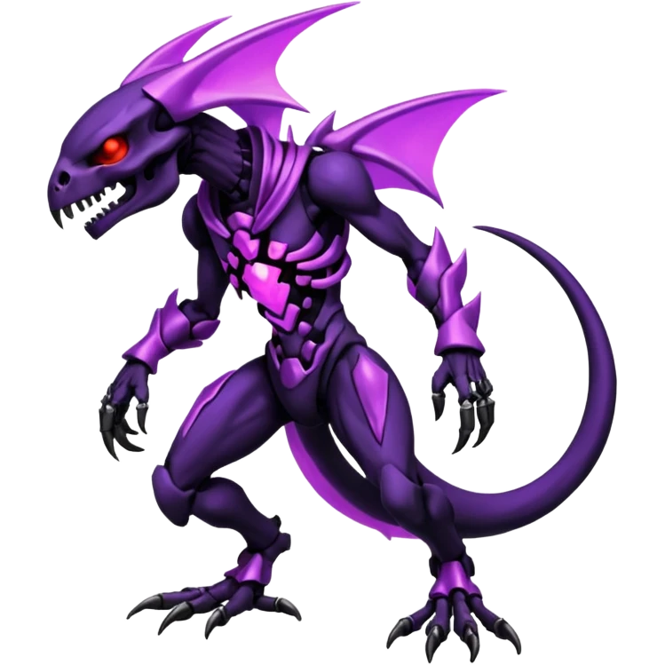Shiny Futuristic Badass Edgy Dark Evil Spectral Dusky Spooky Skull-faced Cool Hot Stylish Handsome Salandit-Darkrai-Genesect-Fakémon-fusion (full body) emoji