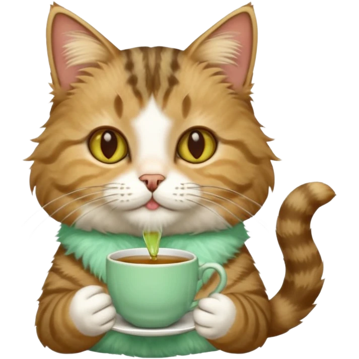 Minty Leaf Juicy Feline Fluffy Tea Cat emoji