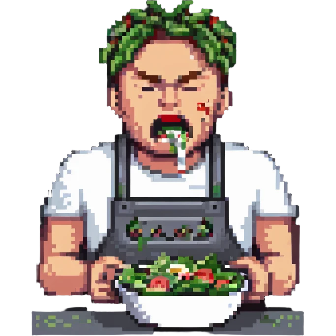 Man spitting out salad, disgusted face emoji