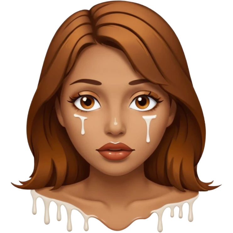 Brown Hair, Woman, white paint drip, face, hot, Sexy, lips emoji