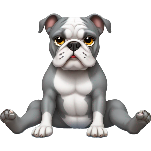 Grey bulldog doing yoga emoji
