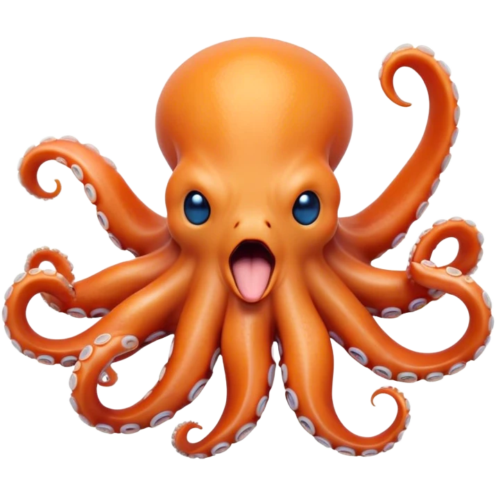 Cinematic Realistic Cute Yawning Octopus Portrait Emoji, Head tilted slightly with a dramatic, wide-open yawn, showcasing a soft, lustrous orange body with subtle blue ring accents and gently drooping tentacles, with half-closed, drowsy eyes rendered in exquisite detail; high shine, relaxed yet expressive, styled with a dash of mystical charm, soft glowing outline, capturing the essence of a sleepy yet affectionate octopus that appears ready to stretch out and drift into a peaceful nap! emoji