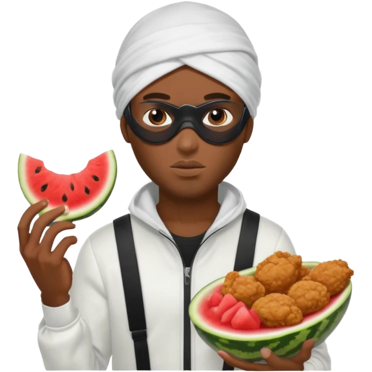 black guy, thug, ski mask, stealing, fried chicken and watermelon emoji