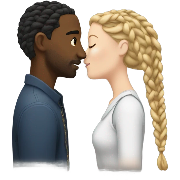 black male, with braids kissing white fe emoji