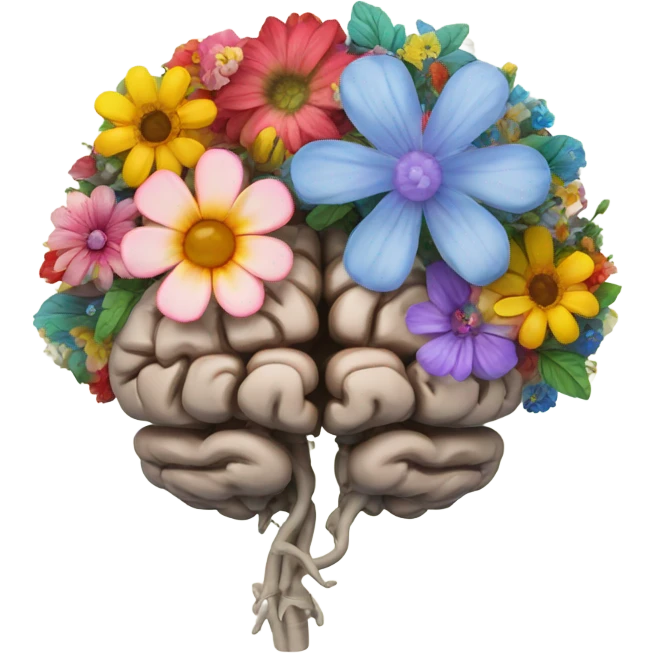 anatomical brain with flowers emoji