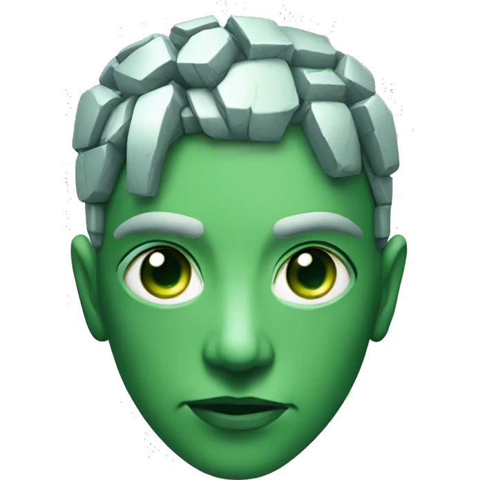 Cyborg head with green eyes and green hair emoji