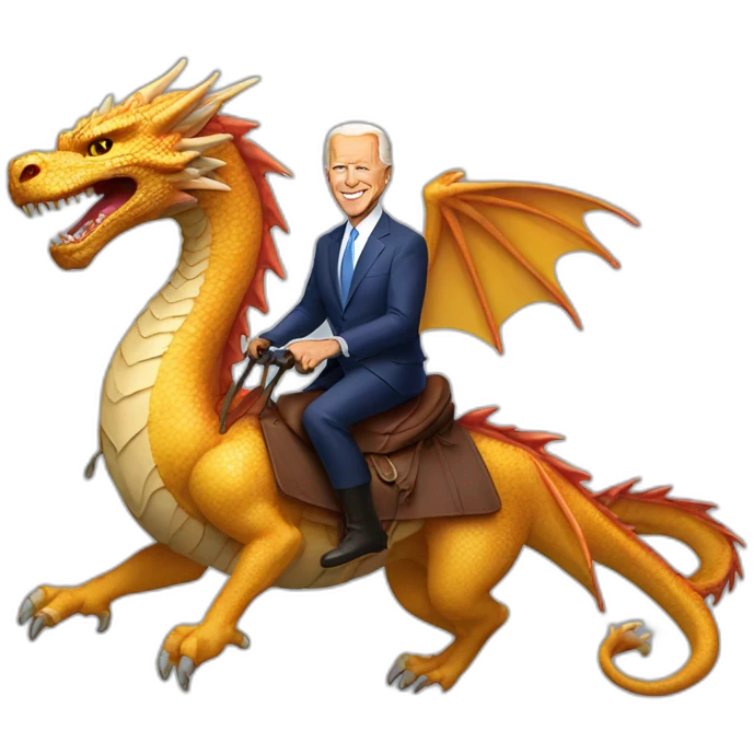 Joe Biden riding dragon emoji