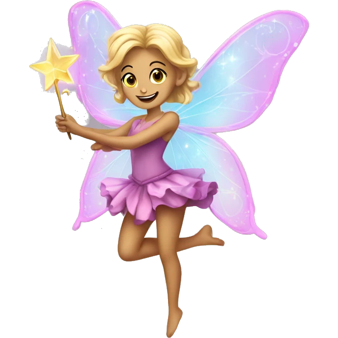 I want a beautiful fairy in a wand flying  emoji