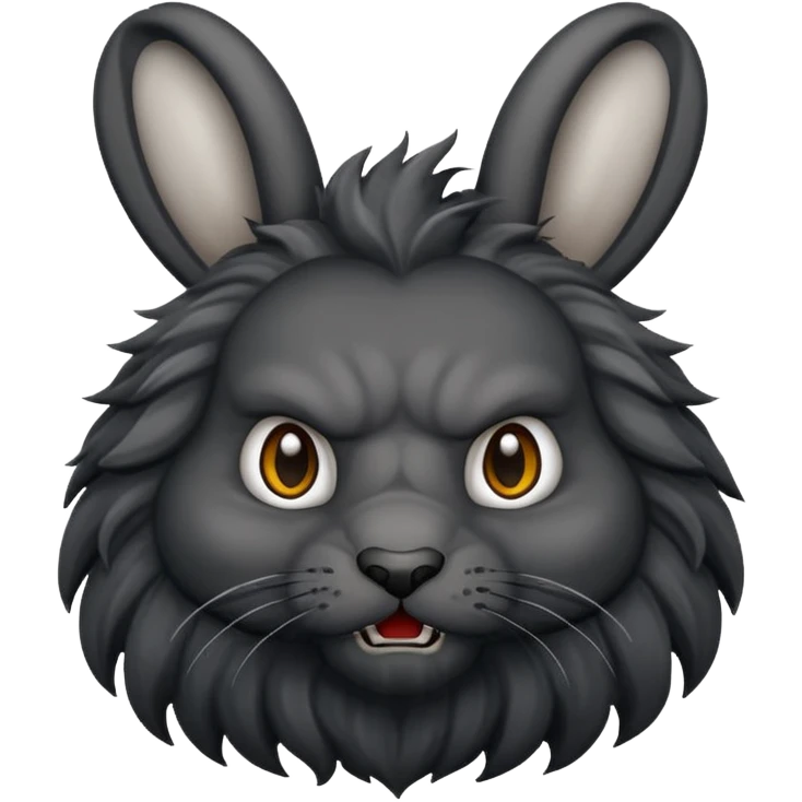 Black lion head bunny is angry emoji