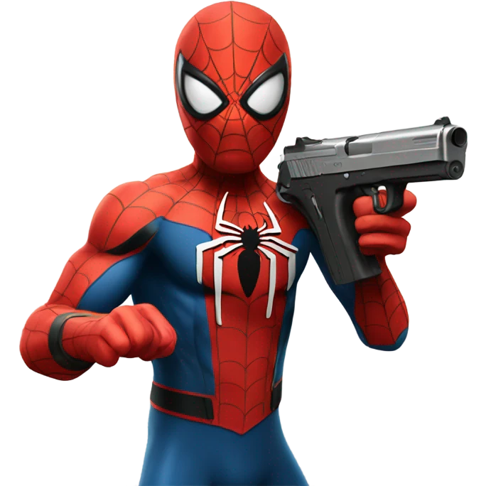 Spider-Man with a gun emoji