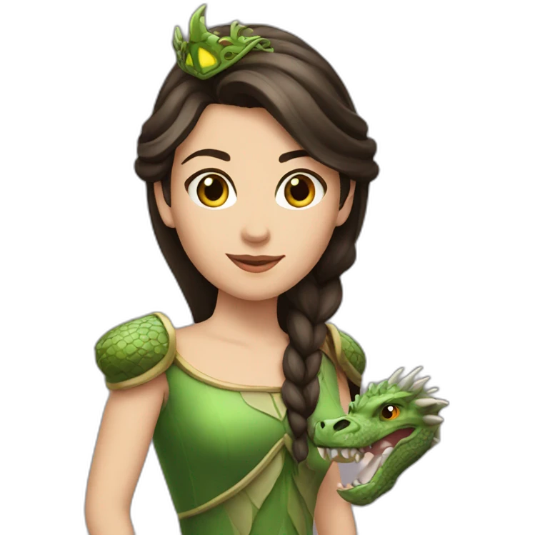 Brunette princess with dragon emoji