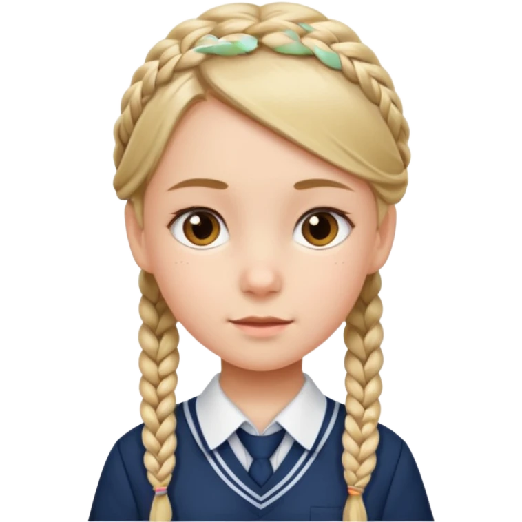 student, braid hair girl kid, school uniform emoji