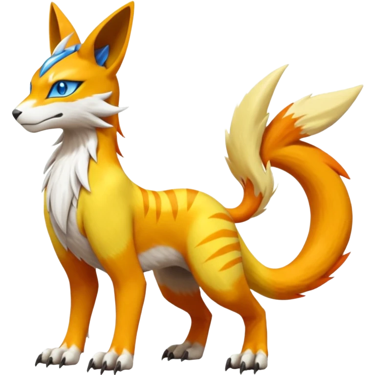 Latias-Vernid-Lombax-Koraidon-Renamon-Zeraora-Bastet-Fakémon-Digimon-hybrid-fusion-creature, full body emoji